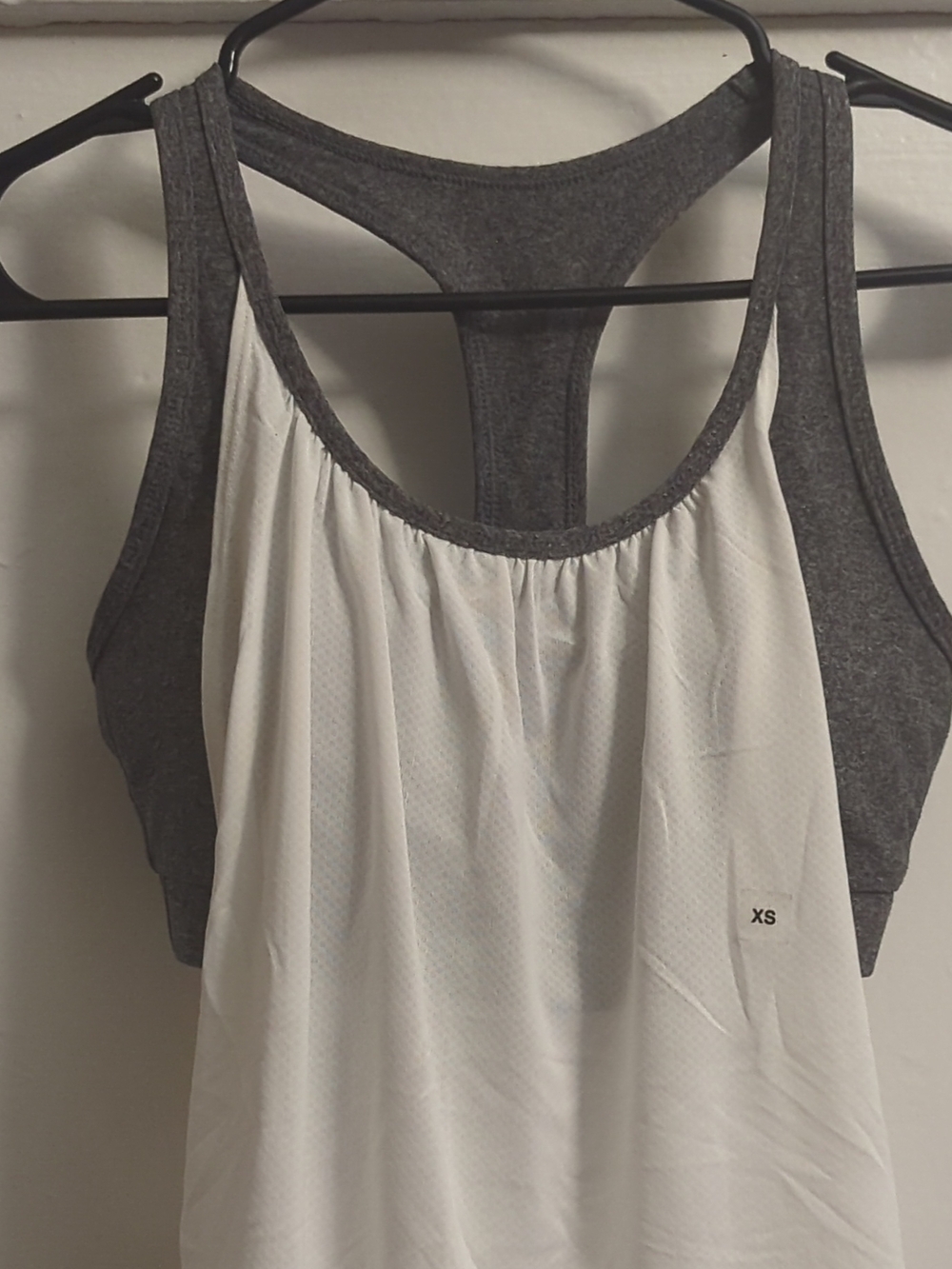 Express Gray and White Racerback Tank Top